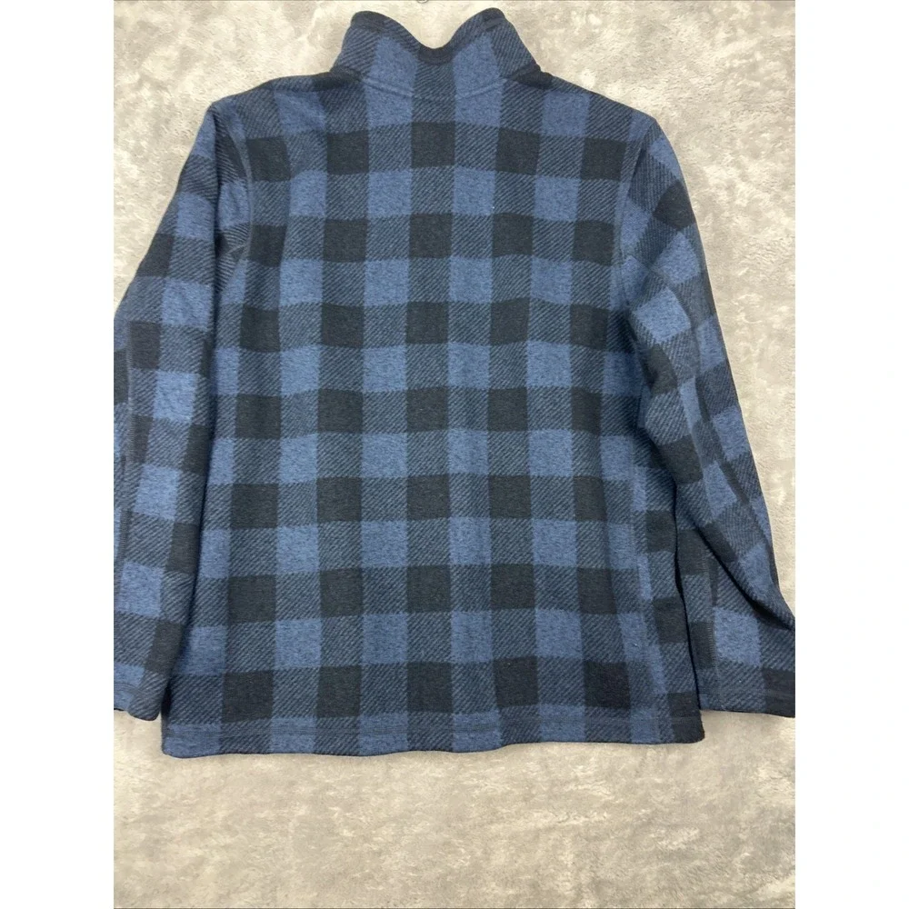 The North Face Jacket Mens 2XL Blue Plaid Zip Pocket Fleece 1/2 Zip Pullover